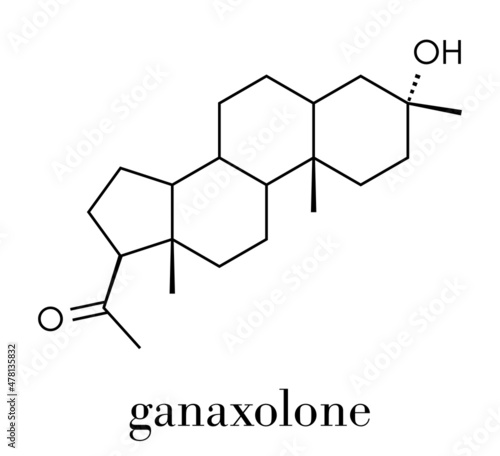 Ganaxolone epilepsy drug molecule. Skeletal formula.