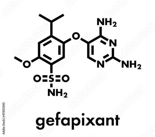 Gefapixant drug molecule. Skeletal formula.