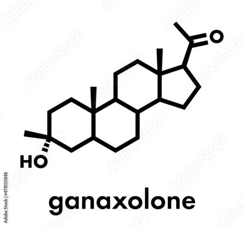 Ganaxolone epilepsy drug molecule. Skeletal formula.