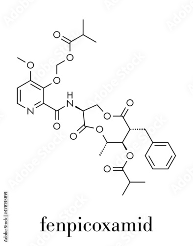 Fenpicoxamid fungicide molecule. Skeletal formula.