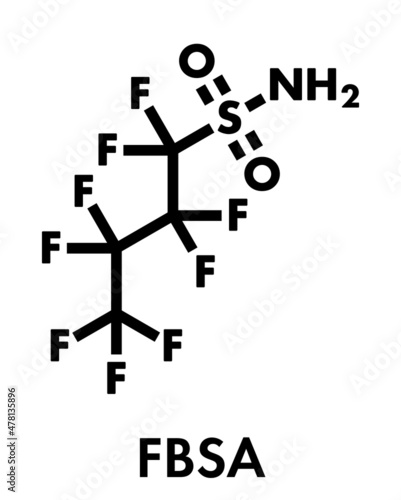 Perfluorobutane sulfonamide molecule. Skeletal formula. photo