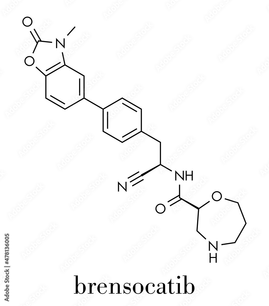 Brensocatib drug molecule. Skeletal formula.