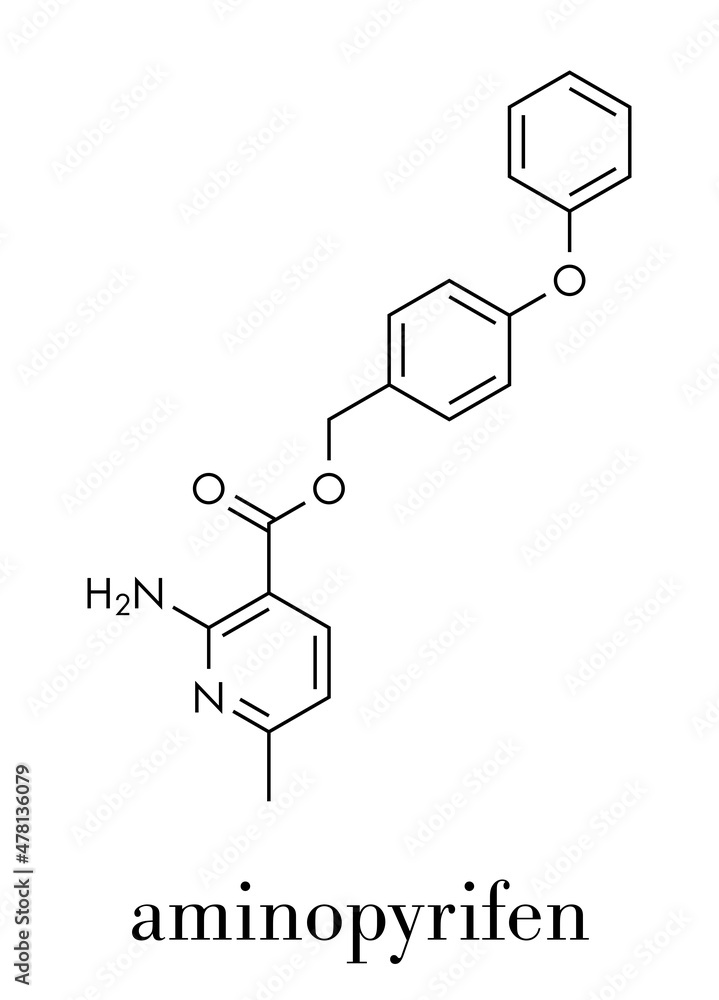 Aminopyrifen fungicide molecule. Skeletal formula. Aminopyrifen fungicide molecule. Skeletal formula.