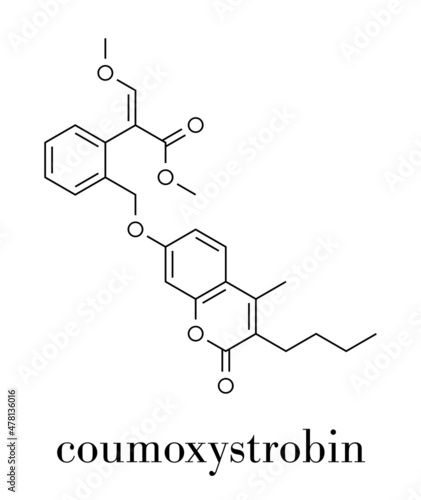 Coumoxystrobin fungicide molecule. Skeletal formula.