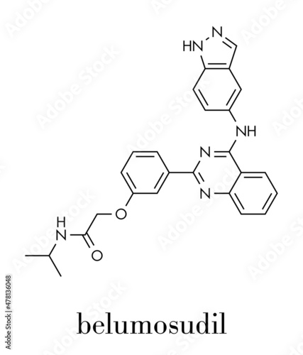 Belumosudil drug molecule. Skeletal formula.