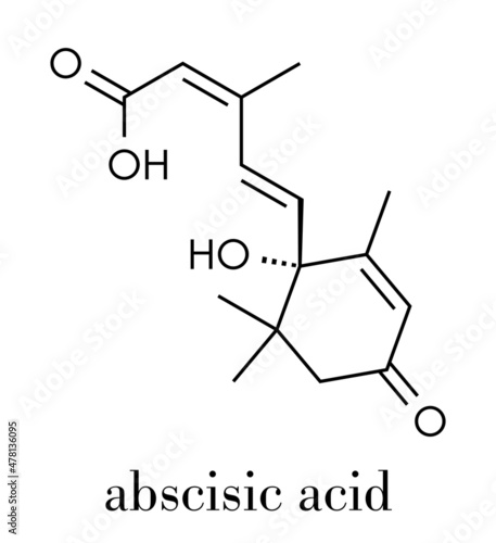 Abscisic acid plant stress molecule. Skeletal formula.