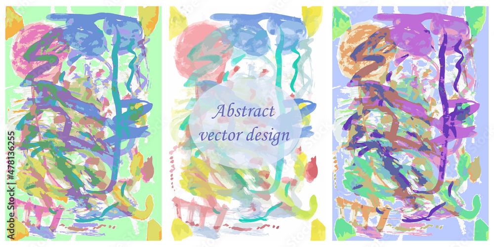 Abstract vector design for greeting card background, advertising flyer. Hand-drawn with a brush and paints template for a holiday or sale. A set of chaotic backgrounds.