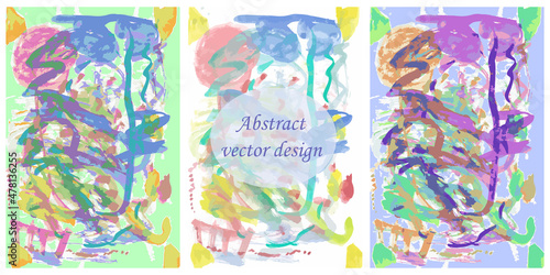Abstract vector design for greeting card background, advertising flyer. Hand-drawn with a brush and paints template for a holiday or sale. A set of chaotic backgrounds.