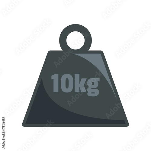 10 kg force weight icon flat isolated vector