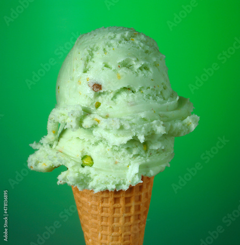 Ice cream cone on green