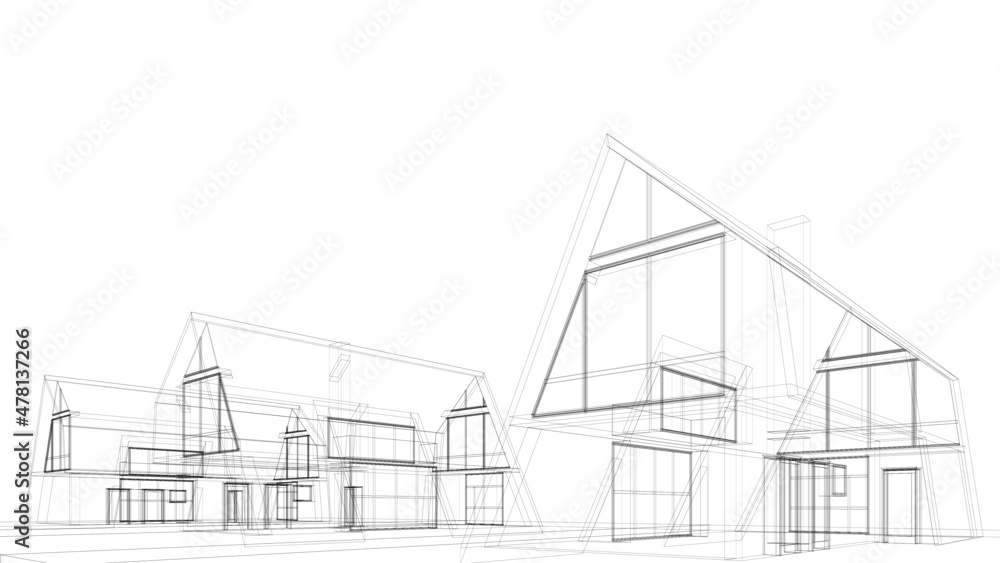 House architecture sketch vector 3d illustration House architecture sketch vector 3d illustration