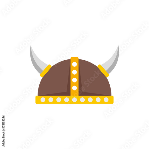 Swedish viking helmet icon flat isolated vector