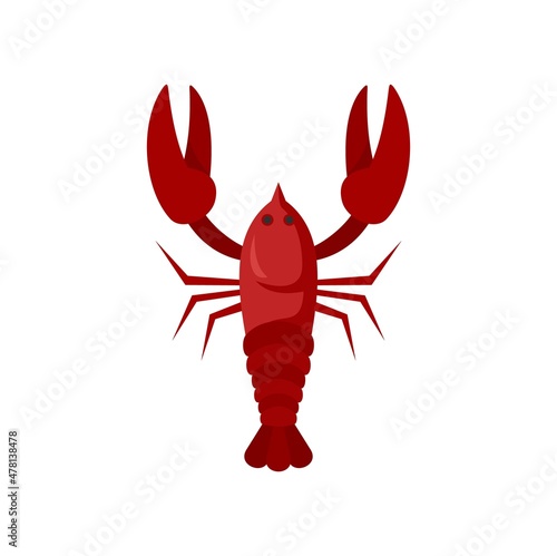 Swedish red crayfish icon flat isolated vector