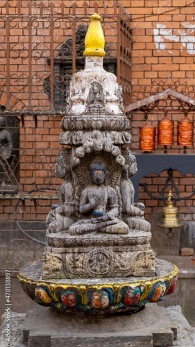 hindu buddist staute and  temple in kathmandu country photo