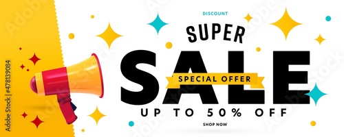 Super sale special offer announcement banner template