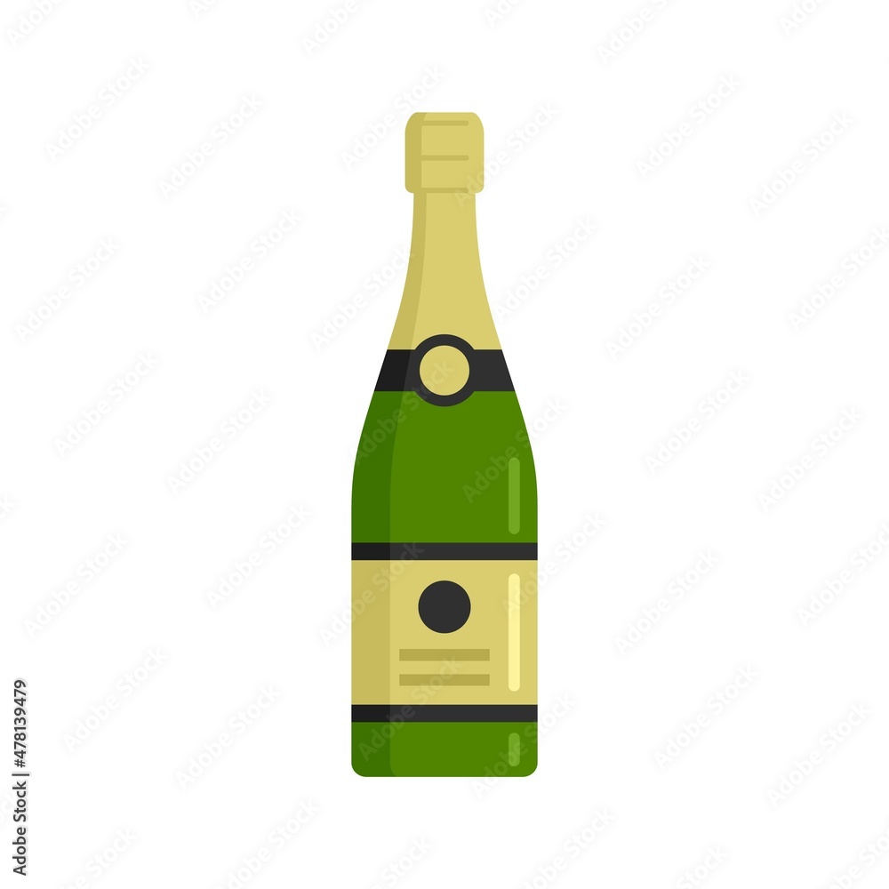 French champagne bottle icon flat isolated vector French champagne bottle icon flat isolated vector