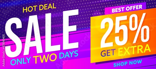 Website header with hot deal sale up to 25 percent off