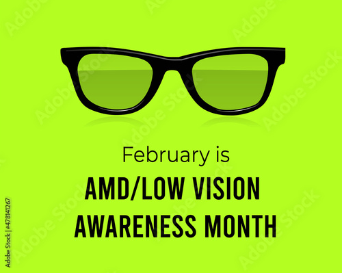 Low Vision Awareness Month. Vector illustration on green