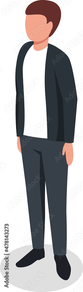 Businessman stay straight, dressed in suit isolated. Vector business suit, character male office cartoon illustration Businessman stay straight, dressed in suit isolated. Vector business suit, character male office cartoon illustration