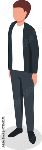 Businessman stay straight, dressed in suit isolated. Vector business suit, character male office cartoon illustration