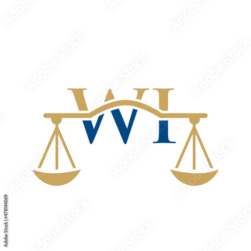 Law Firm Letter WI Logo Design. Lawyer, Justice, Law Attorney, Legal, Lawyer Service, Law Office, Scale, Law firm, Attorney Corporate Business WI Initial Letter Logo Template