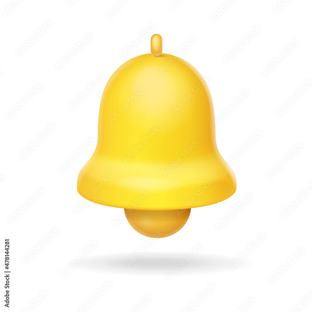 Notification message bell icon alert, 3d alarm sign. Vector alert symbol illustration Notification message bell icon alert, 3d alarm sign. Vector alert symbol illustration