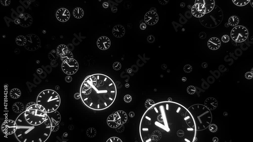 Camera flying into white Fast Ticking Clocks Time measurement Deadline Concept Seamless Loop Motion Background Animation