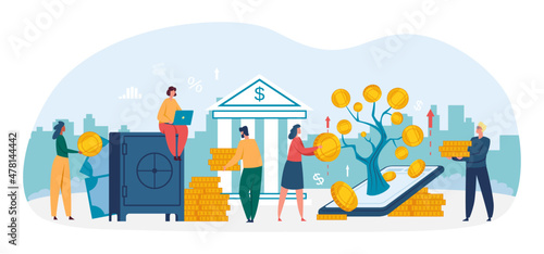 Online venture investment concept, invested financial capital. Vector investment online and venture innovation for entrepreneur illustration