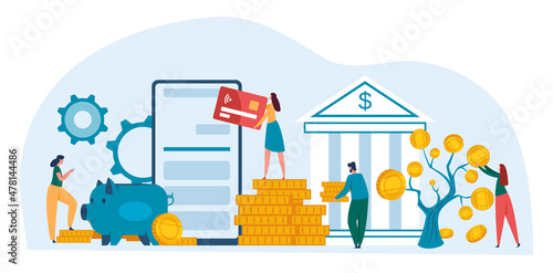 Service platform for online investment financial flat. Vector financial investment online, platform for earn money illustration