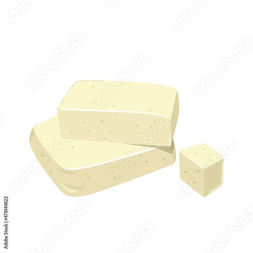 Flat vector of Tofu or Bean curd isolated on white background. Flat illustration graphic icon