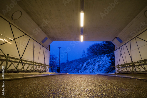 Stockholm, Sweden People walking in a pedestrian tunnel in the Danderyd susburb. photo