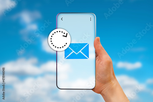 Message to phone. Hand with...