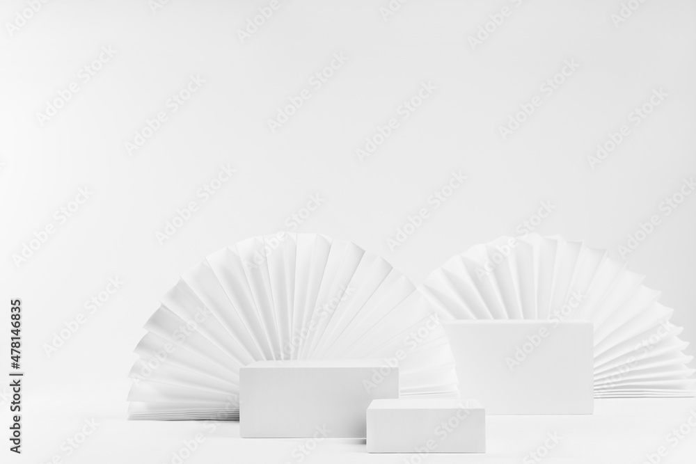 White abstract modern simple scene with three different size rectangle ...
