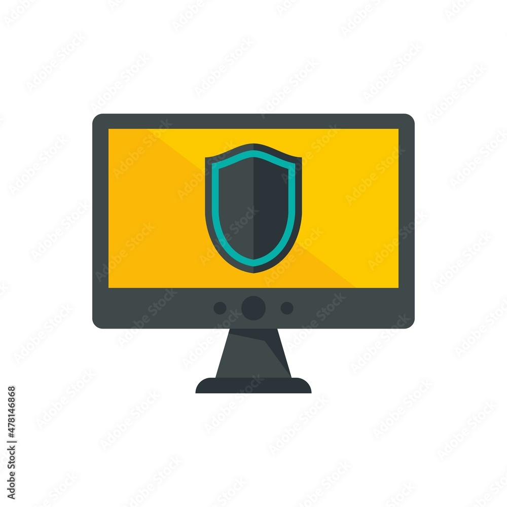 Computer security shield icon flat isolated vector Computer security shield icon flat isolated vector