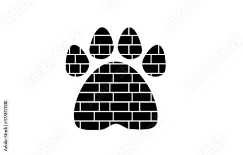 Photo collage frames template in animal paw sign. Paw icon photo collage frames template for interior design. Vector collage layout for photo montage. Wall animal paw template.