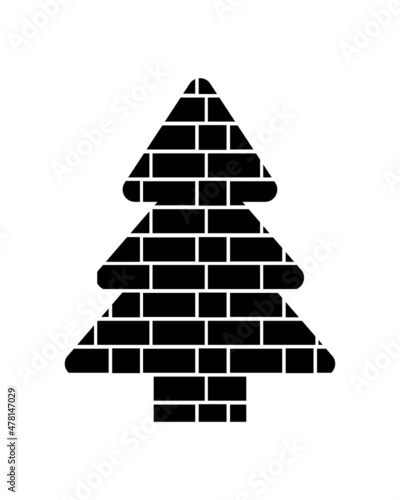 Photo collage frames template inside tree sign. Pine tree icon photo collage frames template for interior design. Vector collage layout for photo montage. Wall animal family tree template.