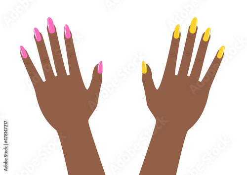 african american woman hands manicure isolated on white background vector illustration