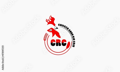 Chicken rooster isolated on white background logo design. photo