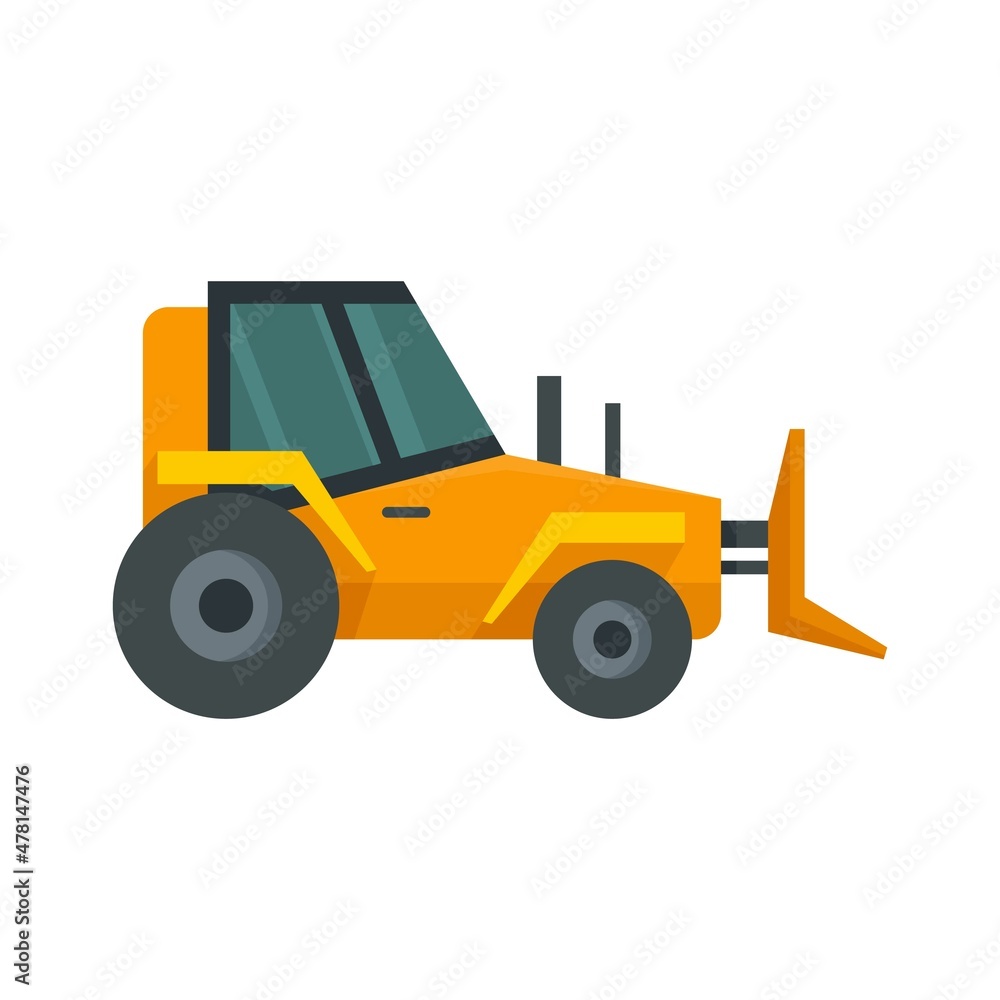 Digger bulldozer icon flat isolated vector