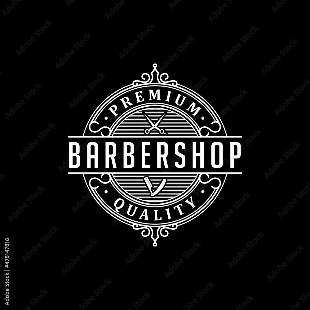 Vintage Barbershop Emblem Logo Design