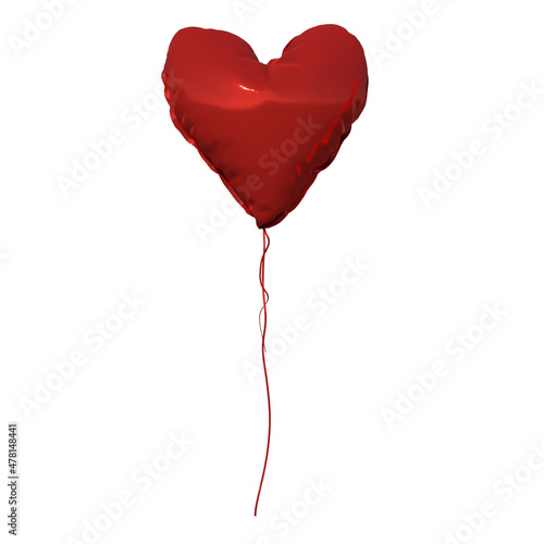 heart shaped balloon 1-white background 3D Rendering Ilustracion 3D