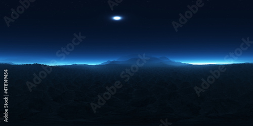 Fotografiet 360 degree alien planet landscape, equirectangular projection, environment map