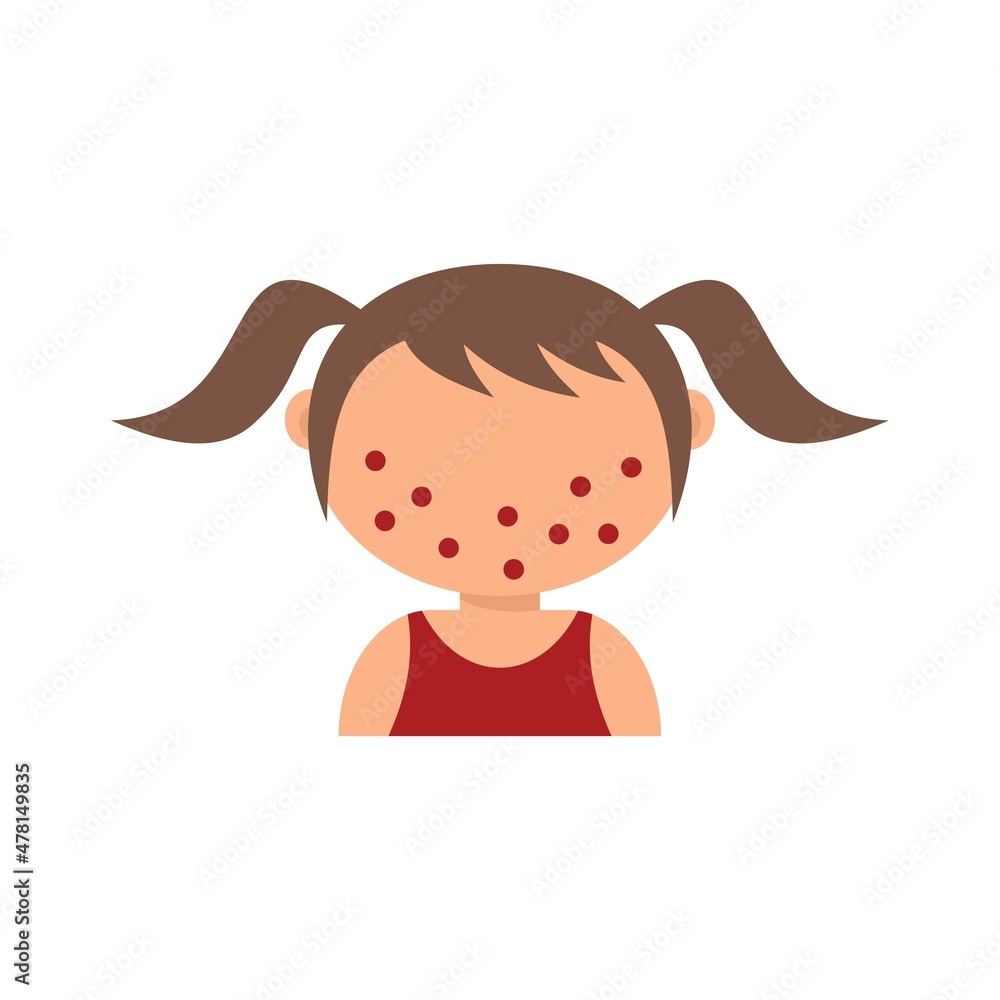 Chicken pox kid girl icon flat isolated vector