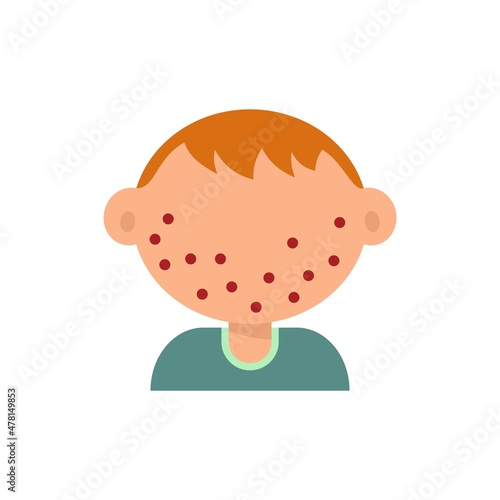 Chicken pox kid boy icon flat isolated vector