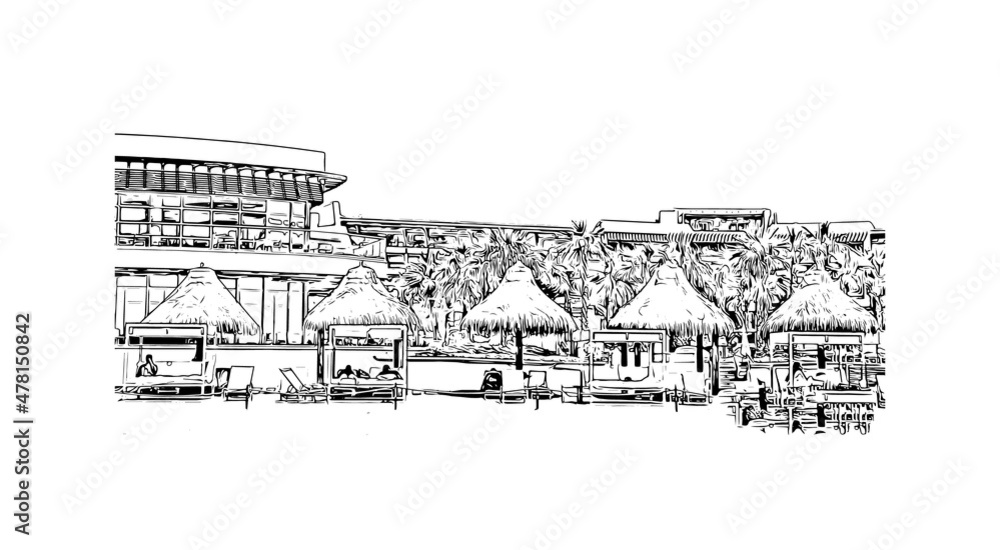 Building view with landmark of Cabo San Lucas is the
city in Mexico. Hand drawn sketch illustration in vector. Building view with landmark of Cabo San Lucas is the
city in Mexico. Hand drawn sketch illustration in vector.