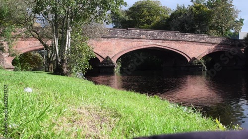 4K video of Bridge across River Teith in Callander, Scotland. Callander is a small town in the area of Stirling. 