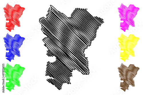 Shravasti district (Uttar Pradesh State, Republic of India) map vector illustration, scribble sketch Shravasti map photo