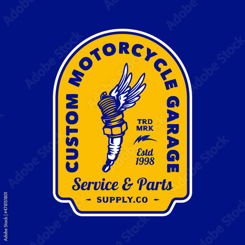 Vintage Motorcycle Garage Logo Badge  Hand made Vector Illustration