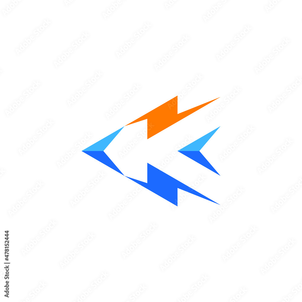 the letter K logo with an arrow shape and the letter K in the negative space the letter K logo with an arrow shape and the letter K in the negative space