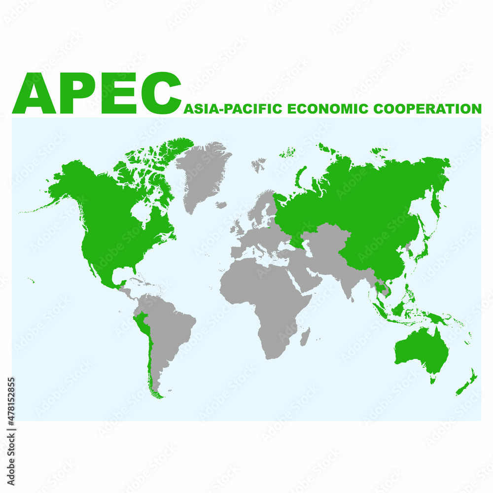 Naklejka premium vector map with location of the Asia Pacific Economic Cooperation for your project